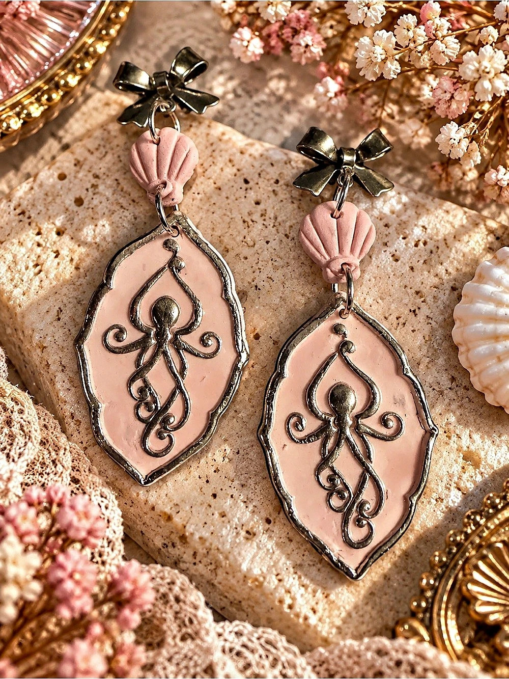 Pink & Silver Dangle Earrings